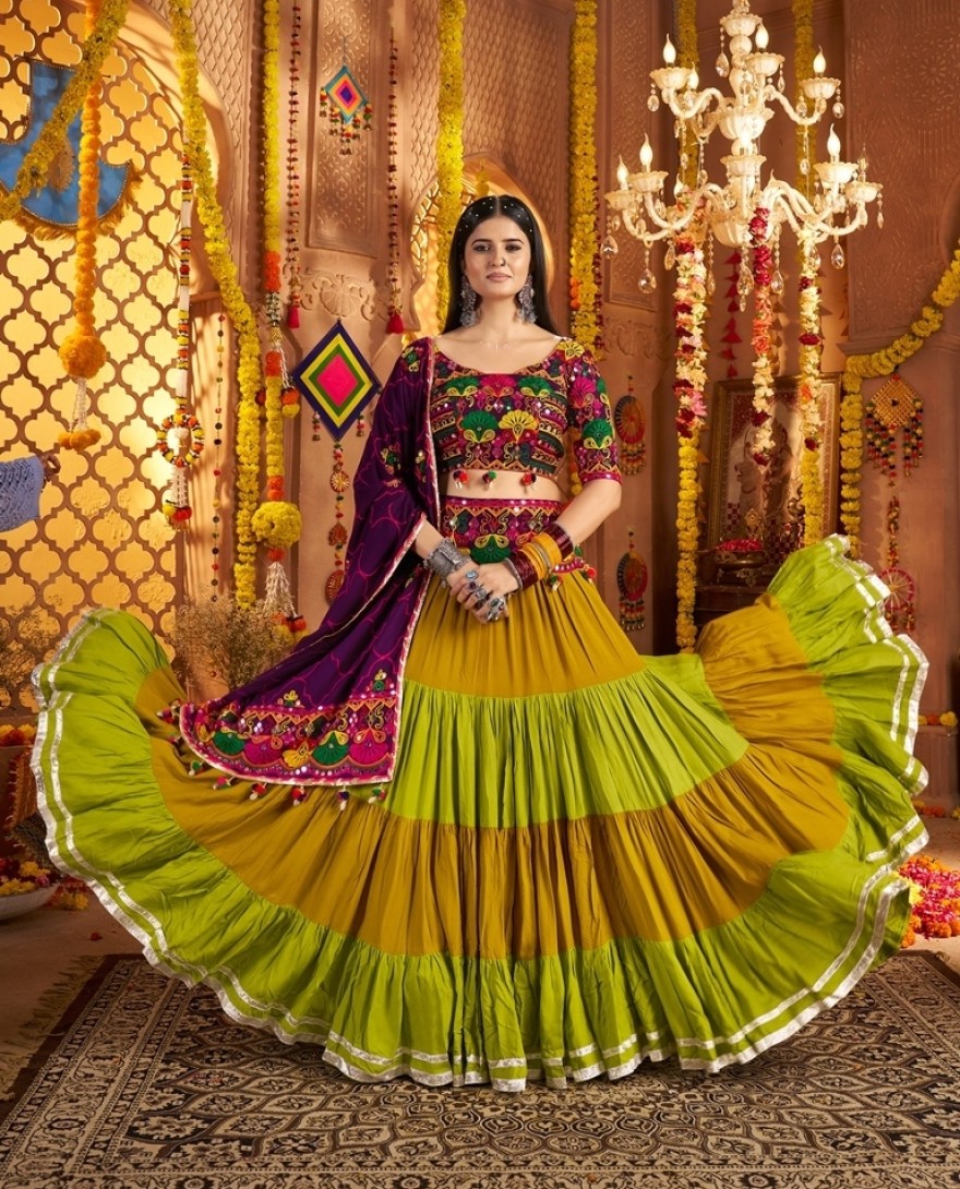 11023 - Chic Multi-Color Mirror Work Navratri Special Lehenga Choli